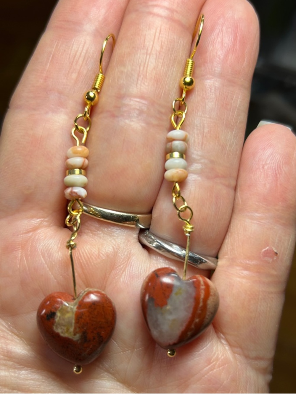 3/$25 Red Jasper Heart Drop Earrings